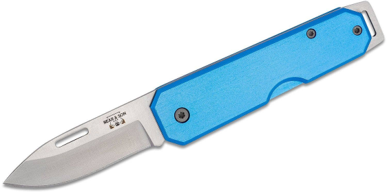 Bear & Son 110 Blue Lightweight Slip Joint Drop Point Knife Alum Handle