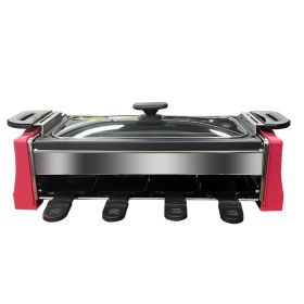 Raclette Grill 8-person baking tray with lid non stick coating, deeper baking tray with 8 mini baking trays Raclette, stepless temperature control