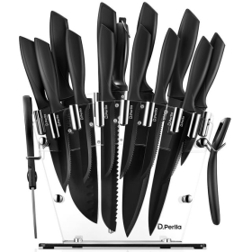 D.Perlla Knife Set, 16 PCS High Carbon Stainless Steel Kitchen Knife Set, BO Oxidation for Anti-Rusting