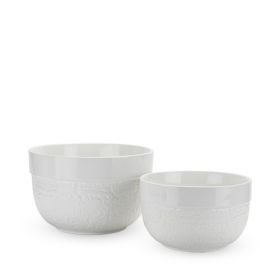 Pantry: Floral Textured Ceramic 5 Quart Mixing Bowl by Twine