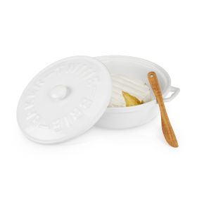 Ceramic Brie Baker & Acacia Wood Spreader Set by Twine®