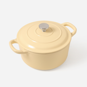 RJ Legend 1.4 Liter Cast Iron Pot, Enameled Pot with Handles (Color: Beige)