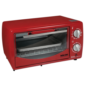 Better Chef 9L Toaster Oven Broiler with Slide-Out Rack and Bake Tray (Color: Red)