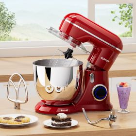 3-IN-1 Electric Stand Mixer (Color: Red)