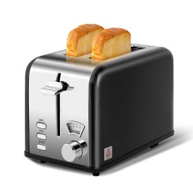 Retro Stainless-Steel Style 2-Slice Toaster (Color: Black & Silver)